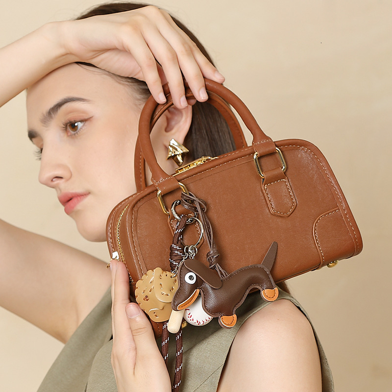 Genuine Leather Boston For Women New Commuter Versatile Bowling Single Shoulder Niche Crossbody Bag