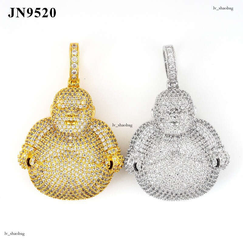 Unique Niche Big Belly Buddha Electroplated Sterling Silver Inlaid with Moissanite chain Full Dia Pendant Hot-Selling Jewelry