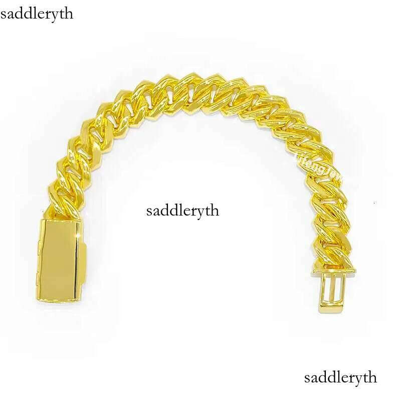 Lifeng Jewelry Custom Chain Link Iced Out 14mm VVS Moissanite Hip Hop Fashion Gold Plated Cuban Bracelet