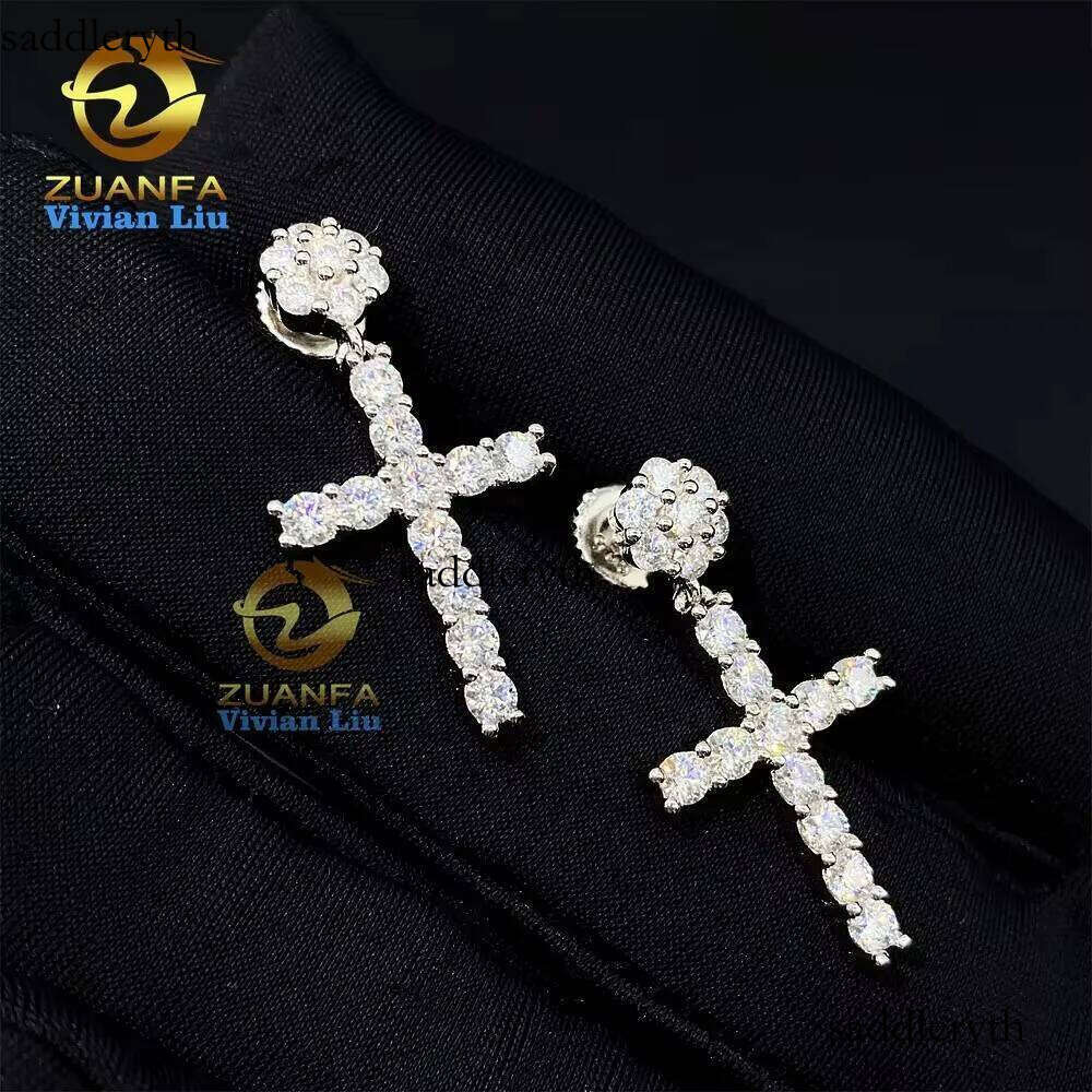 High Quality Gold Plated Sterling Sier Fine Jewelry Shiny Vvs Moissanite Dia Earrings
