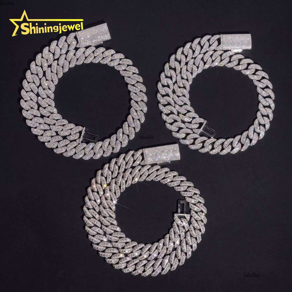 High-Quality Hip-Hop Jewelry Iced Out VVS Moissanite Heavy 18Mm Sier Cuban Chain Necklace