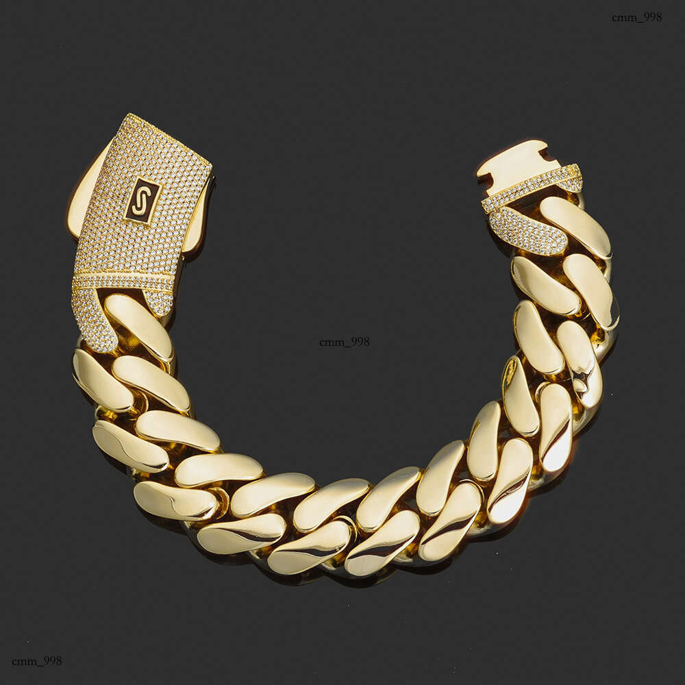 Men's Bracelet 14K Gold Smooth Cuban Chain Hip Hop Jewelry High-end Trendy Accessory