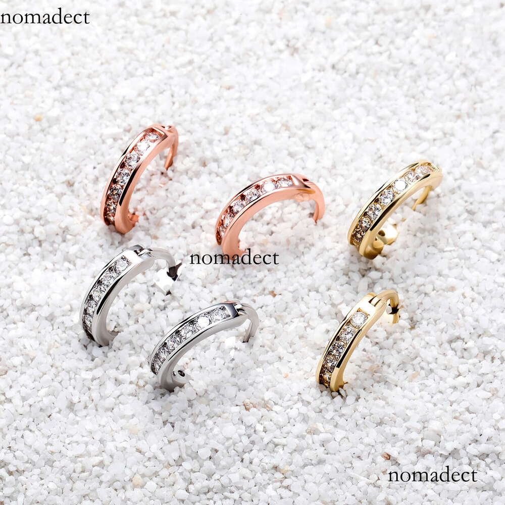 INS Trendy Hoop Unisex Hip-Hop Studs Personality Simple Dia-Studded Earrings