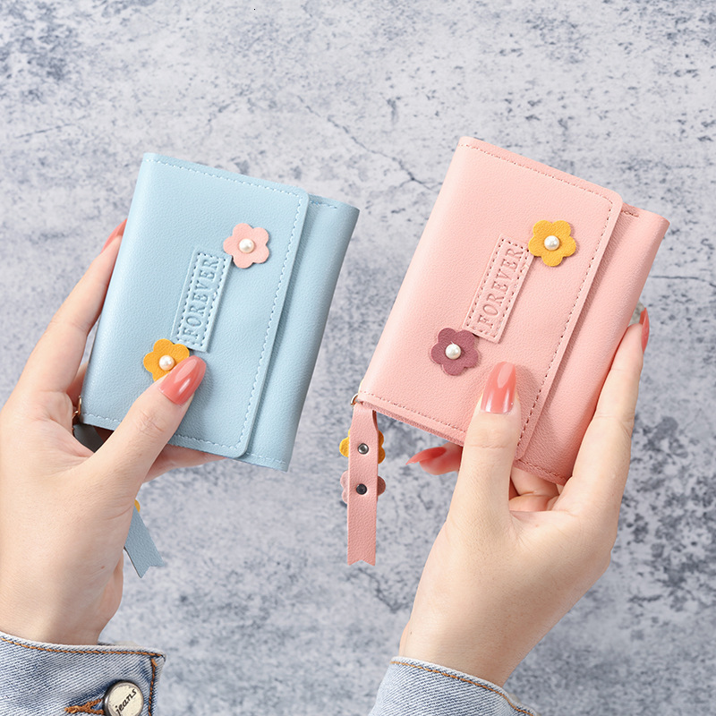 Factory Direct Sale Luxury Bag 2022 Korean Style New Women's Wallet Short Creative Fashion Wallet Student Buckle Coin Purse