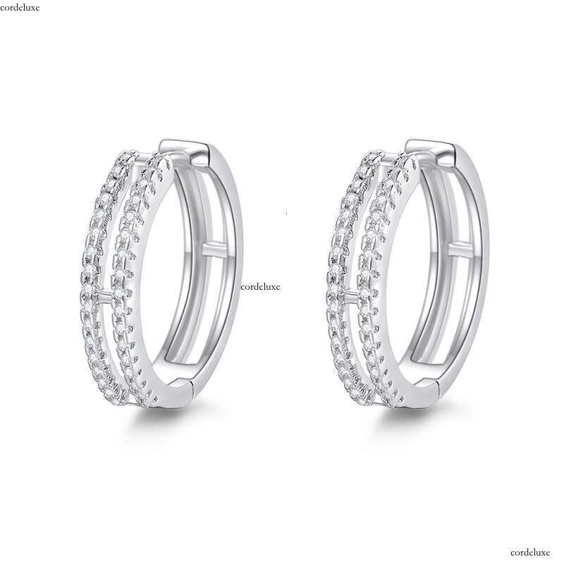 Hollow Double Layer Earrings for Women, Pure Sier, Niche Design, Exquisite Clips, Simple Ins Style, Elegant Ear Accessories