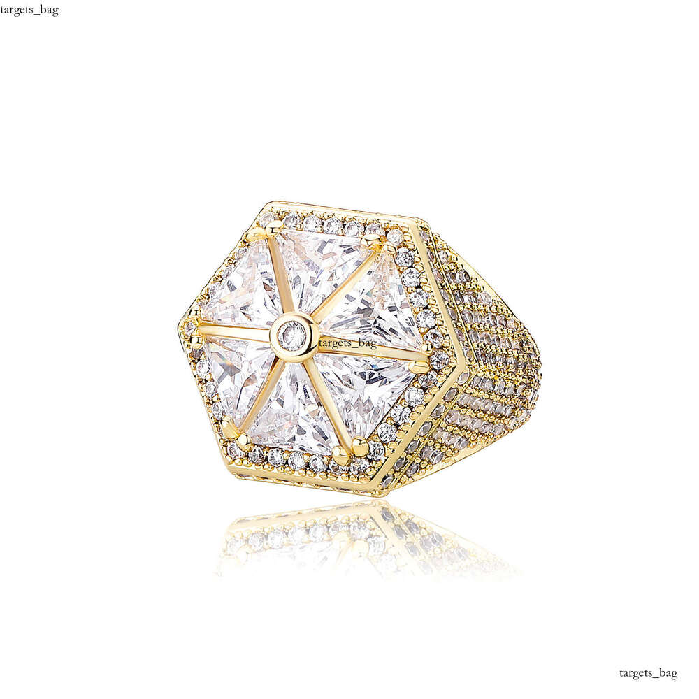 Candy Color Windmill Versatile Personality Jewelry Hexagonal Geometric Inlaid Colorful Zircon Ring Gold Australian