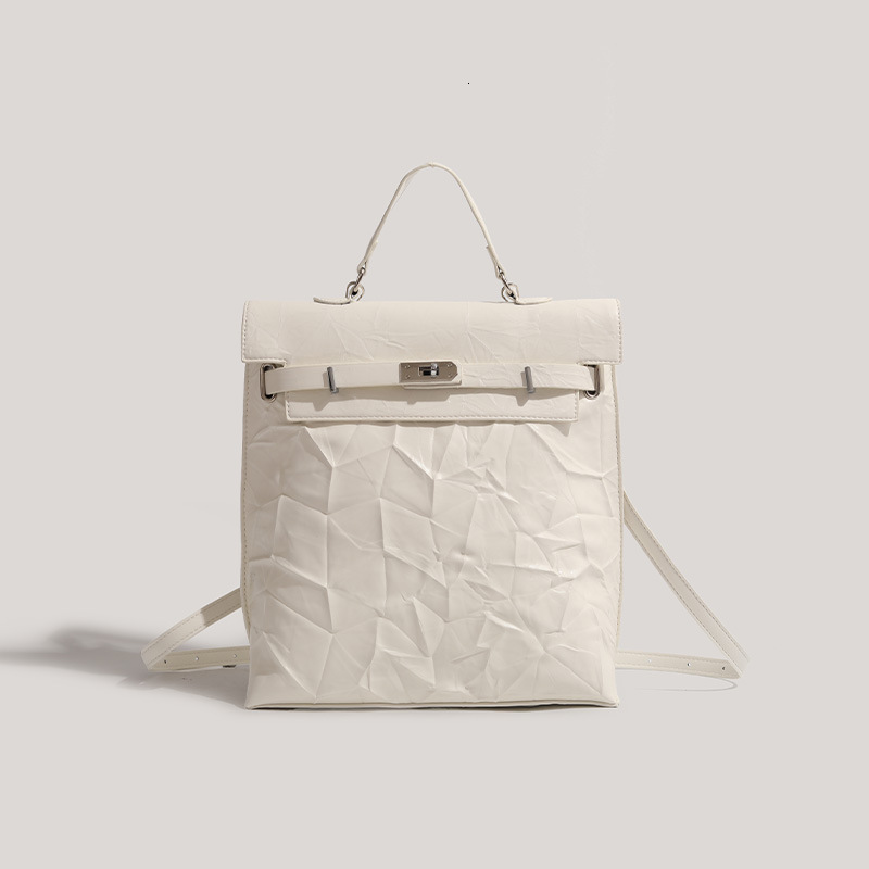Korean Version High-End Fashion Versatile 2025 New Pleated Travel Backpack ddmymoon