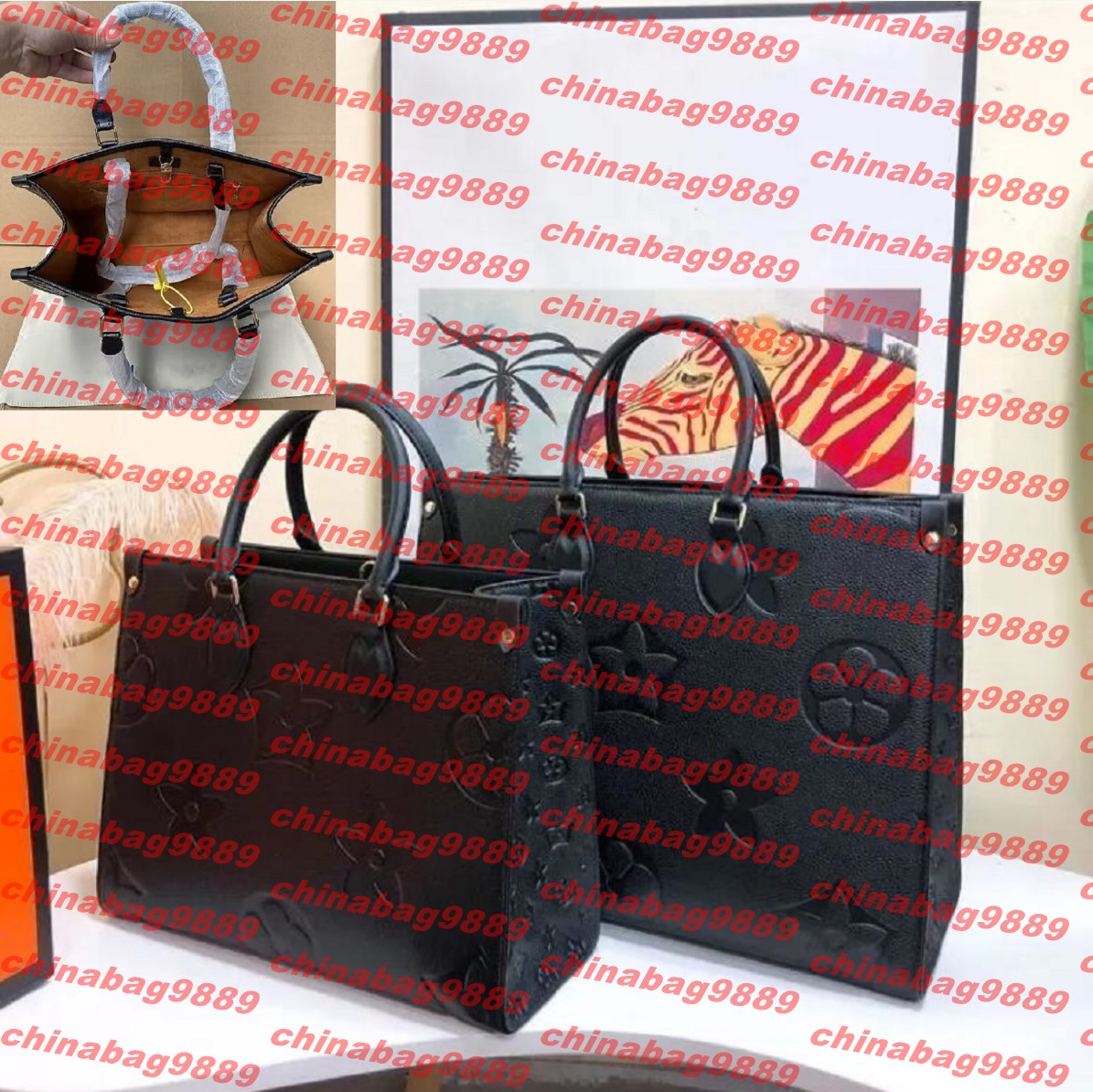 Designer Bag Onthego Embossed Flower Large Capacity GM MM Tote Bag Fashion Women Shoulder Bags Woman Handbag Lady Crossbody Luxury Female backpack Purse