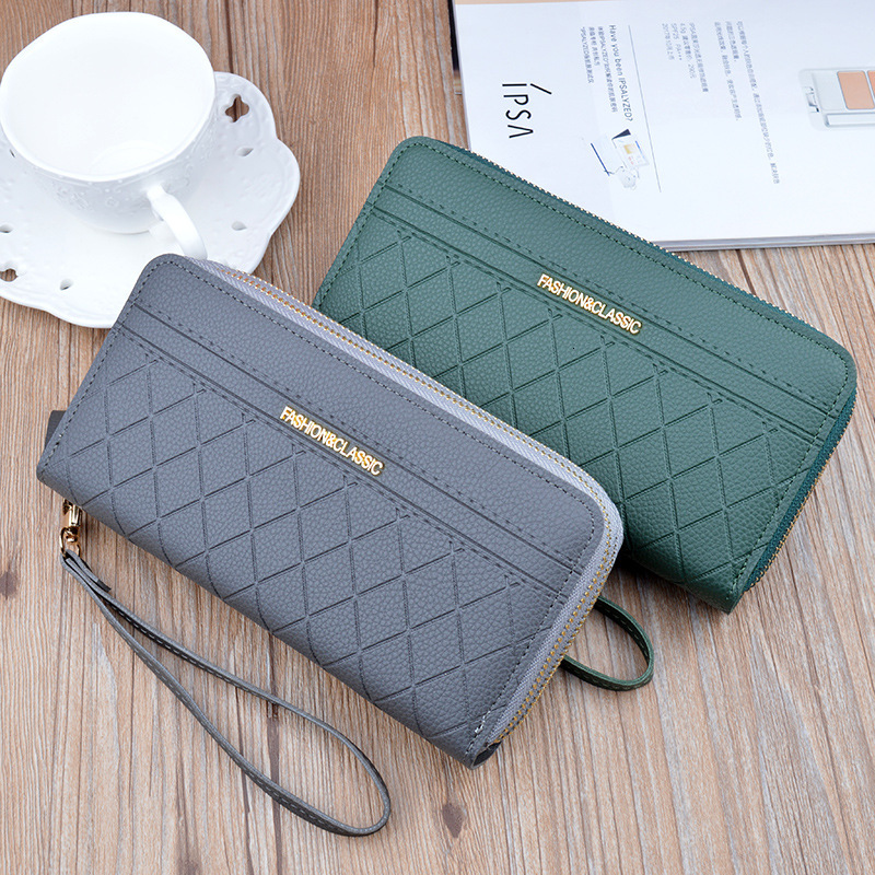 Designer Bag New Women's Wallet Long Double Zipper Clutch Fashion Plaid Large Capacity Double Luxury Bag Layer Wallet Coin Phone Bag