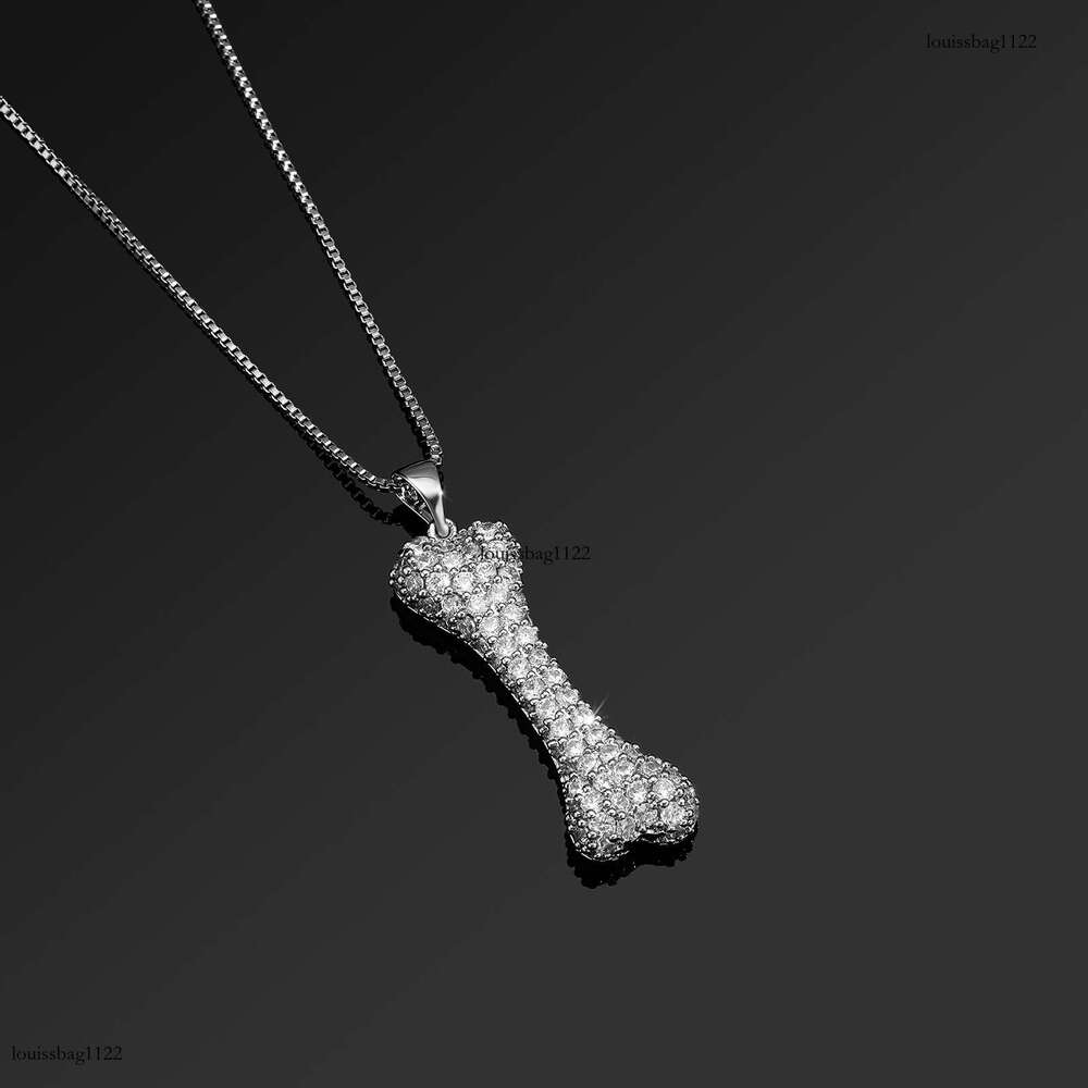 Fashion Sterling Silver Full Moissanite chain Bone Pendant for Women Hip-Hop Personality Clavicle Chain Men's Necklace