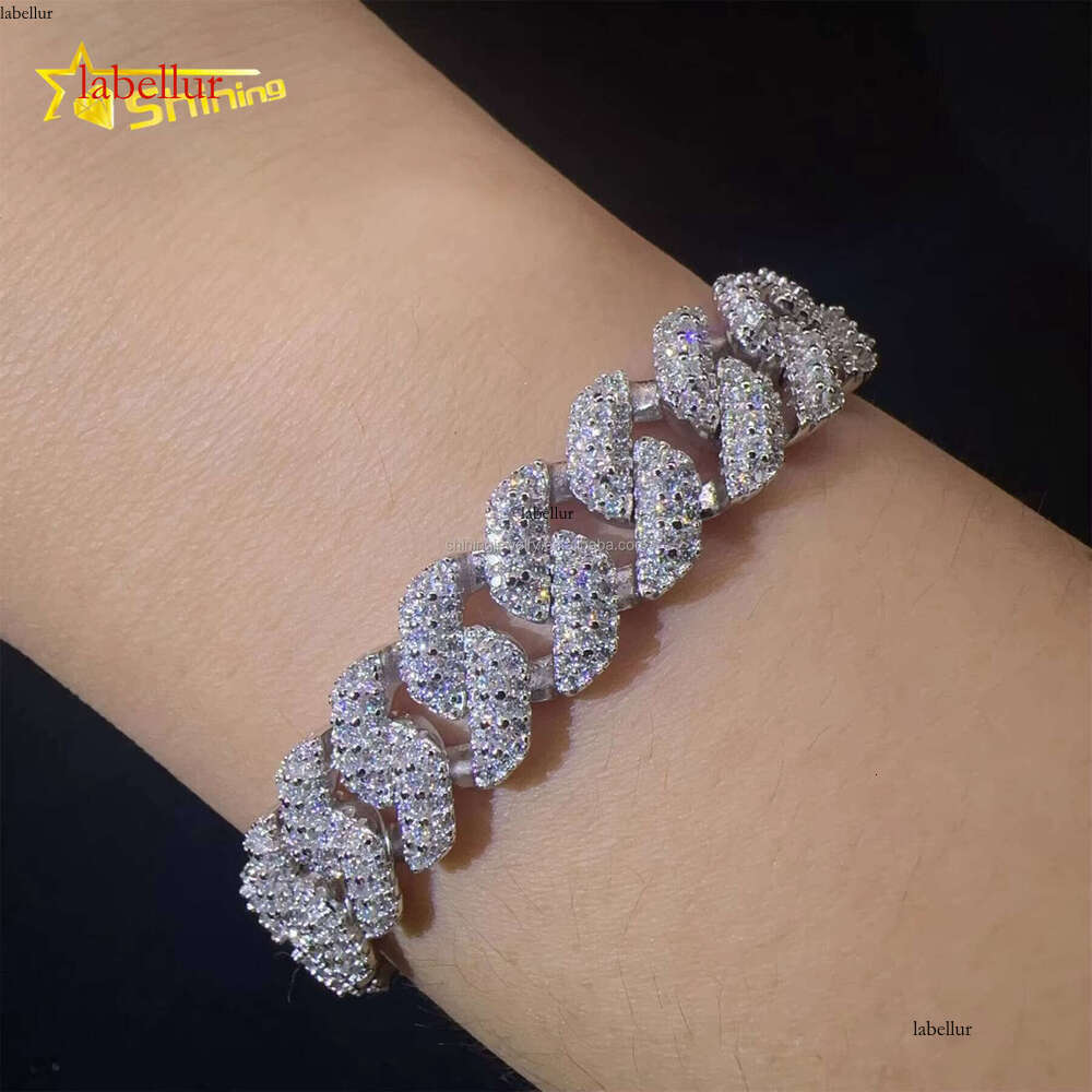 Fashion Rapper New Arrivals Hip Hop 10mm 2Rows Jewelry VVS1 Moissanite Iced Out GRA Certificate S Sier Bracelet Man