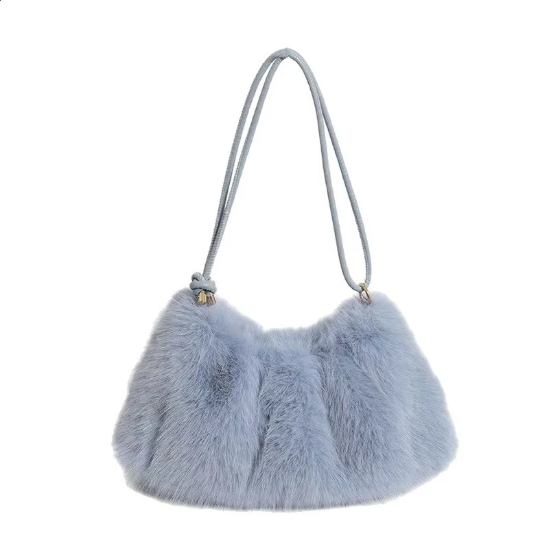 Autumn/Winter Plush Bag Womens French Fashion Versatile Underarm Bag Casual Style Solid Color Handheld Shoulder Bag 250809