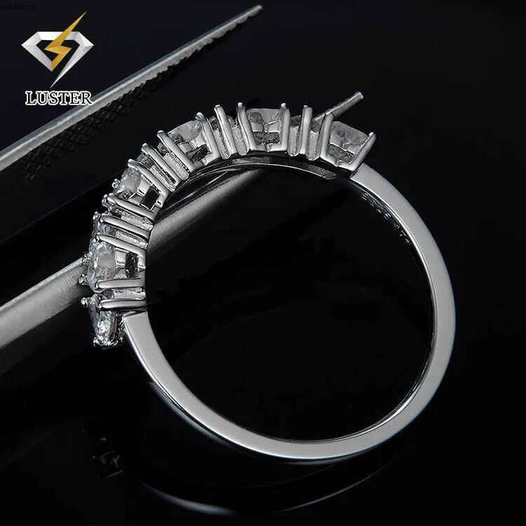 Shiny Jewelry D VVS1 Heart Brilliant Cut Dia Band Wedding Moissanite Sier Ring 73 86