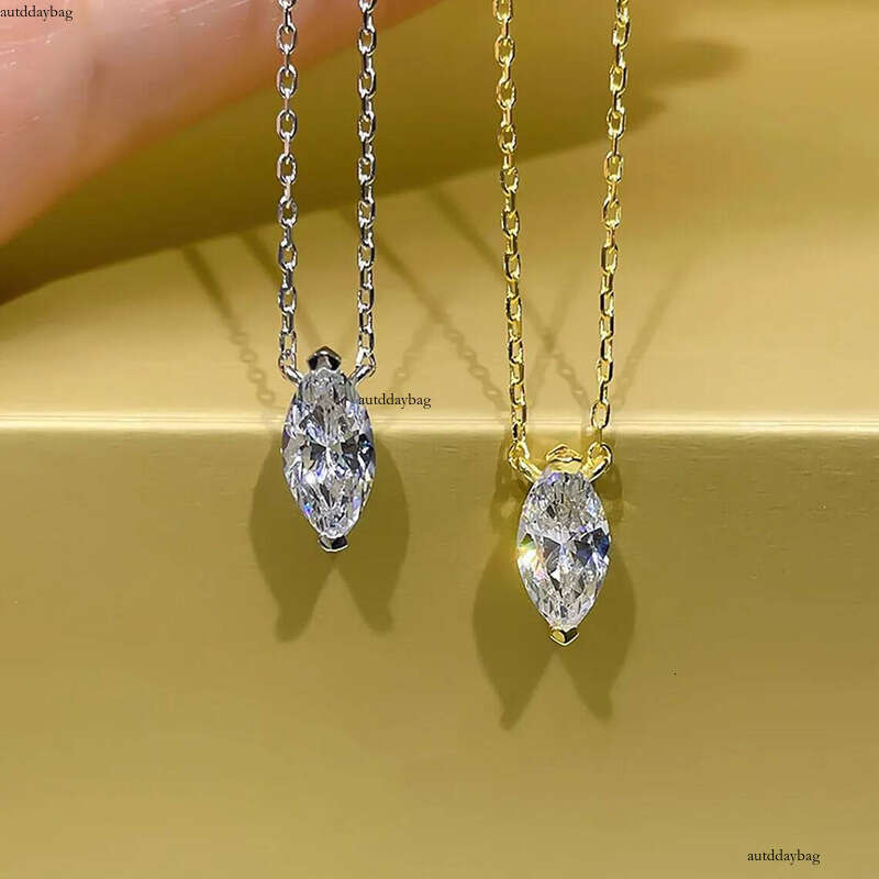 Choucong Brand New Solitaire Pendant Jewelry Sterling Sier Gold Marquise White 5A Cubic Zircon CZ Dia Gemstones Party Women Clavicle Necklace