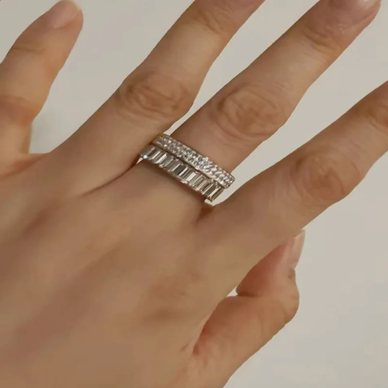 8MM Zircon Stainless Steel Finger Ring For Women 2025 High Quality Anti-Fade Female Wedding Party Fashion Jewelry 250805