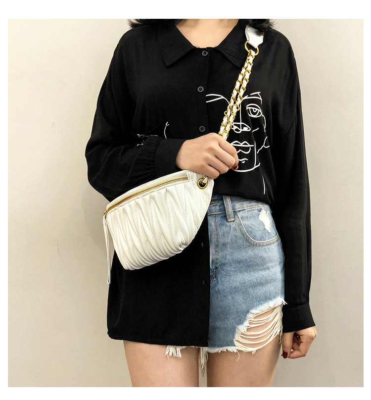 Free Shipping Designer Bag Internet Celebrity Small Bag For Women New Style Pleated Waist Bag Luxury Bag Fashionable Trendy Crossbody Bag Ins Chest Ba