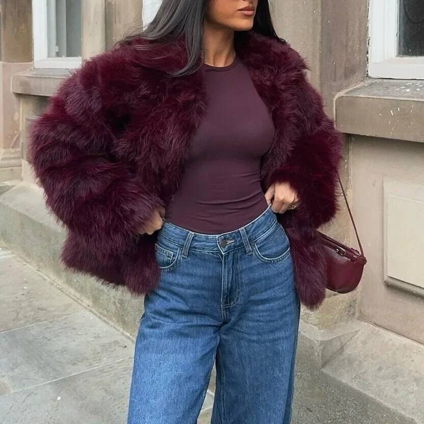 Fashionable Elegant Long Sleeve Fox Fur Coat Women's Outerwear Autumn Winter New Style Artificial Leather Jacket