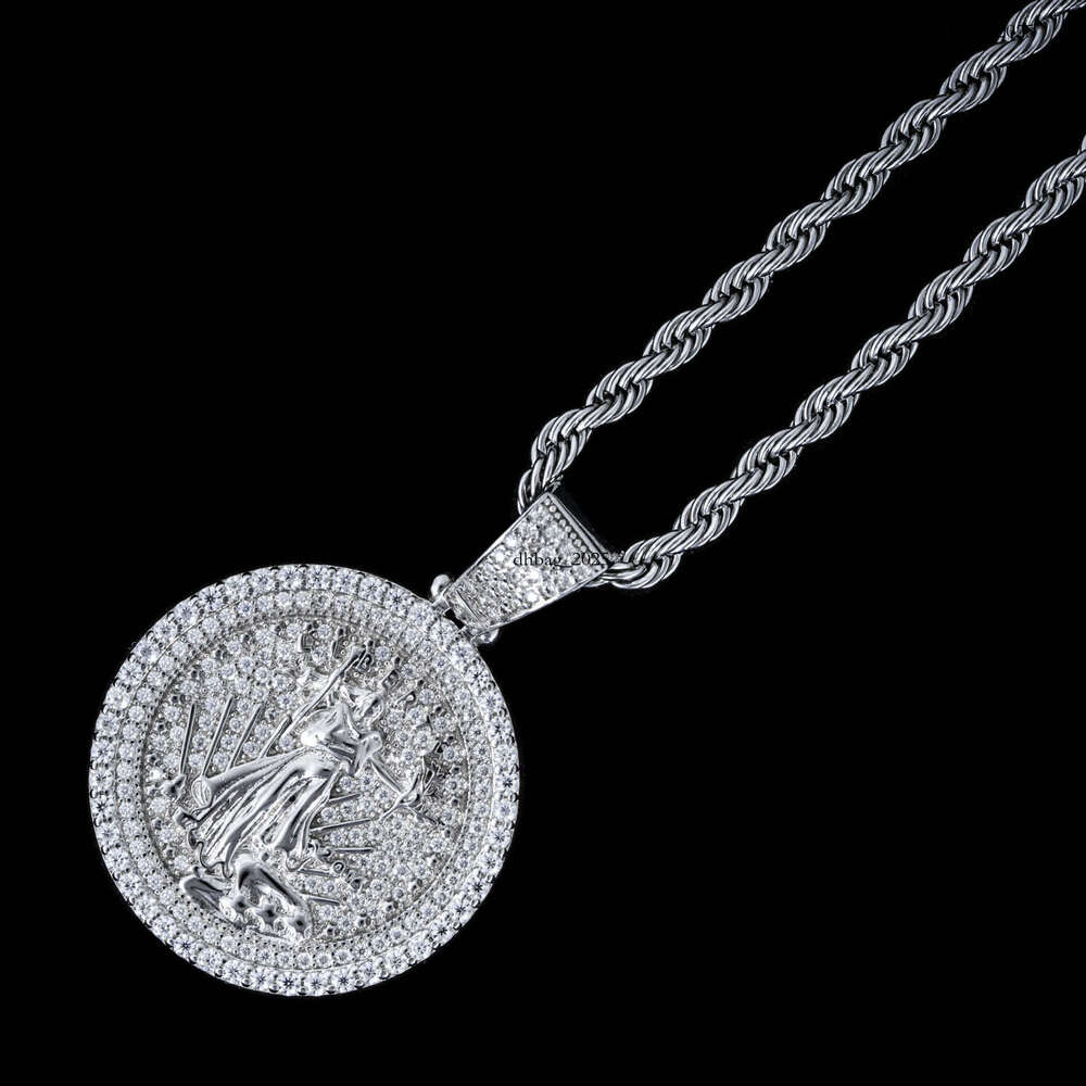 Hot Selling S Round Moissanite Full Inlay Hip Hop Men's Jewelry Pendant Can Wear 4MM Tennis Chain