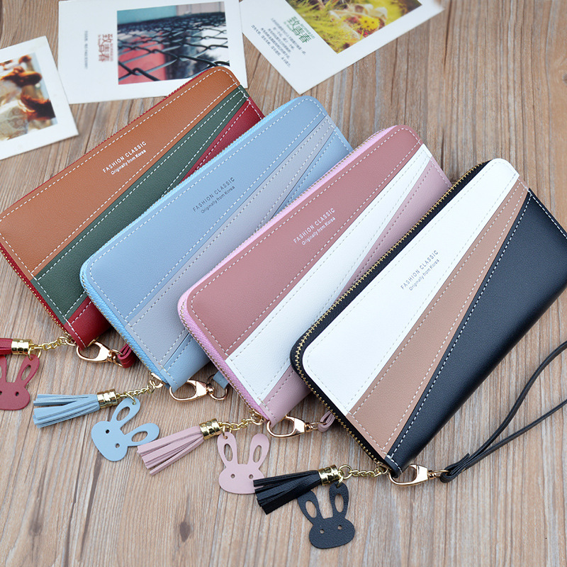 New Women's Wallet Long Zipper Clutch Purse Korean Luxury Bag Style Designer Bag Color Block Large Capacity Coin And Phone Bag