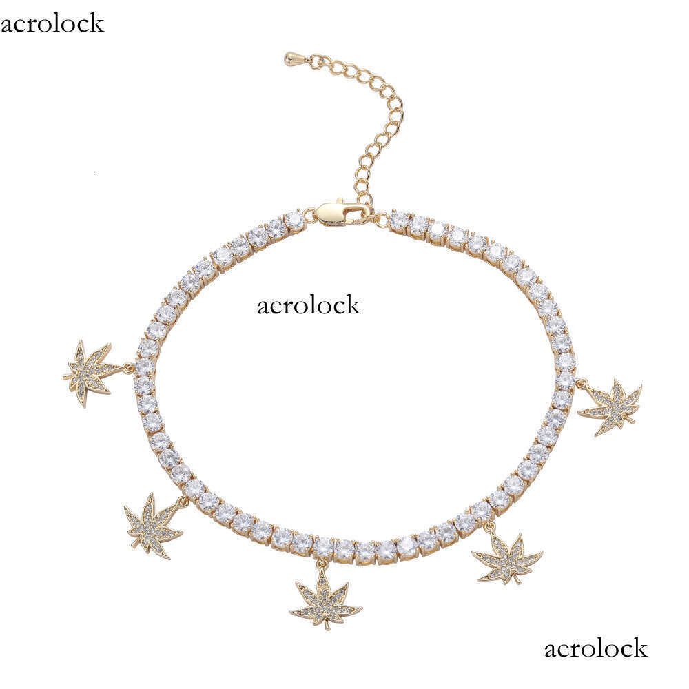 Women's Maple Leaf Hip Hop 4mm 9inch+ Extension Chain Tennis Anklet Jewelry