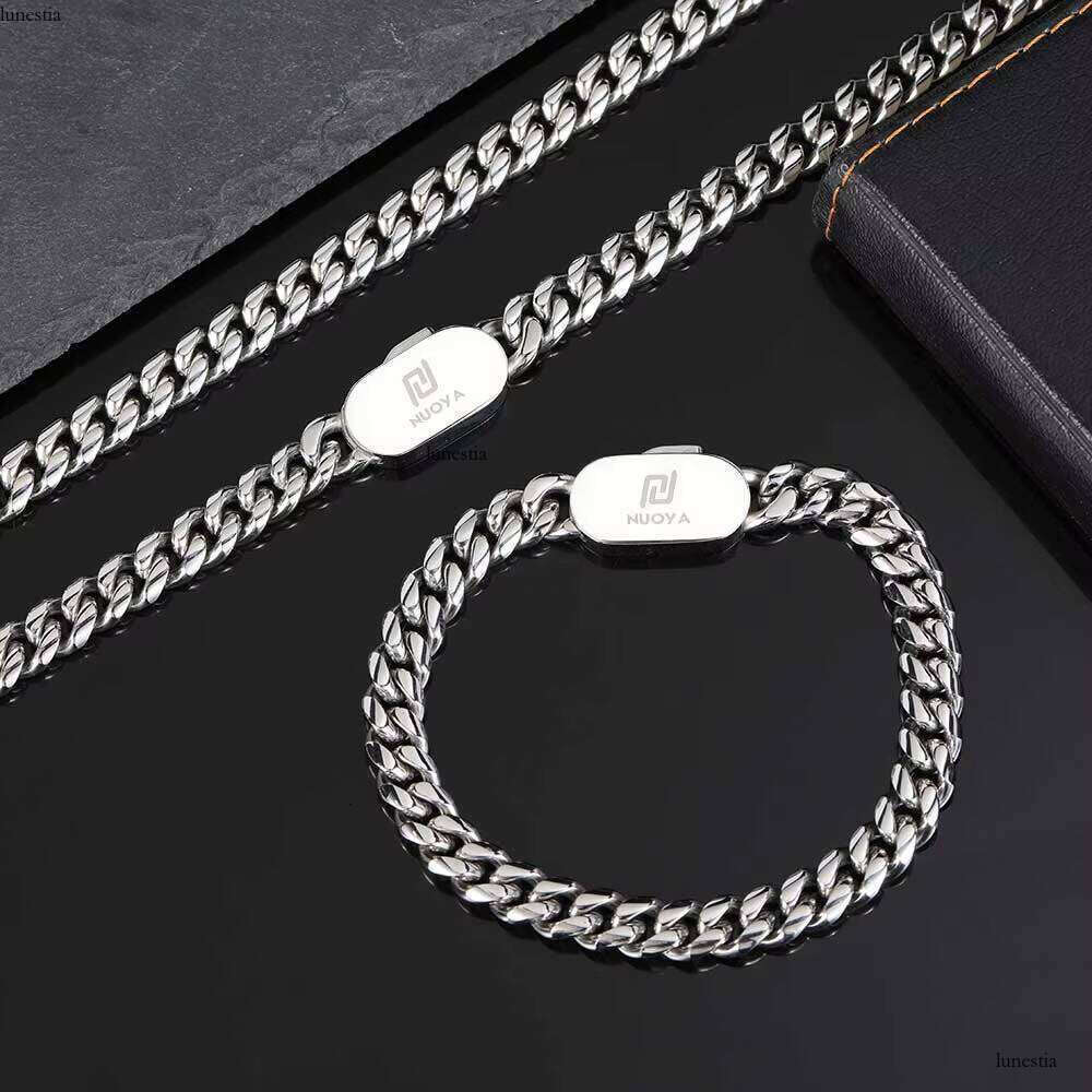 Nuoya 10mm Hip Hop Stainless Steel Chain Miami Cuban Link Bracelet for Men Gold Plated Men's Jewelry Fine Bracelets