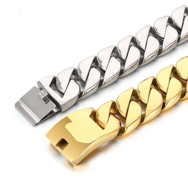 European American Hip-Hop Fashion Coarse Cuban Chain Necklace Men Women 316L Stainless Steel Cross-Border Bracelet