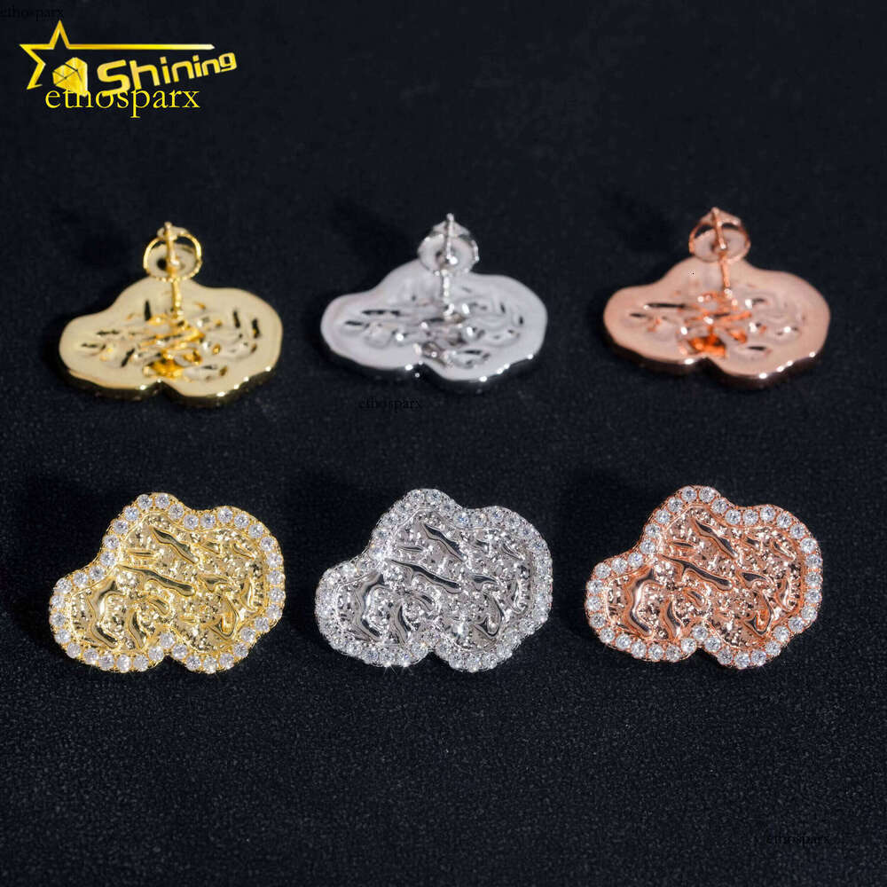 RTS Pass Dia Tester Hip Hop Sterling Sier Gold Plated VVS Moissanite Rapper Stud Earrings Men Jewelry