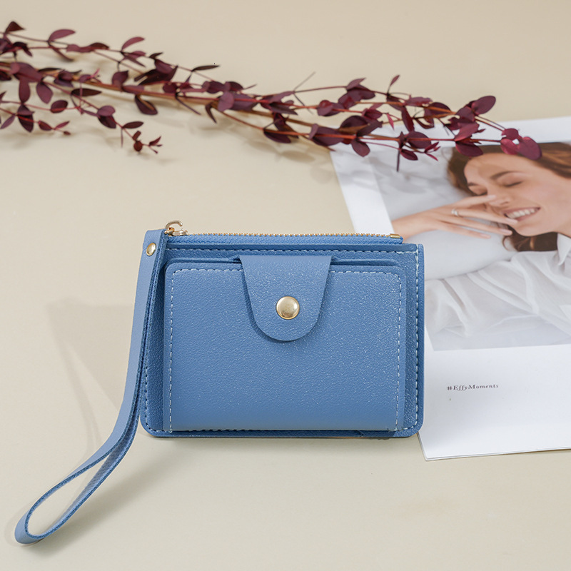 2025 New Women's Wallet Multi-card Slot Coin Purse Portable Wrist Luxury Bag Strap Ins Korean Version Student Small Wallet Money Clip