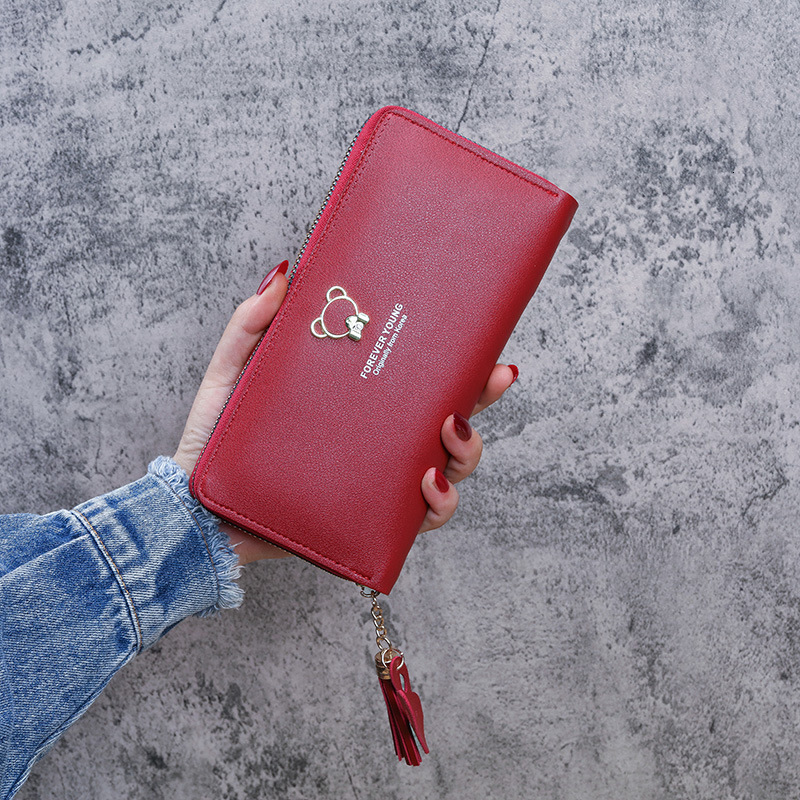2025 New 70% Off Long Wallet Women's Clutch Fashion Korean Style Luxury Bag Bear Zipper Wallet Bag
