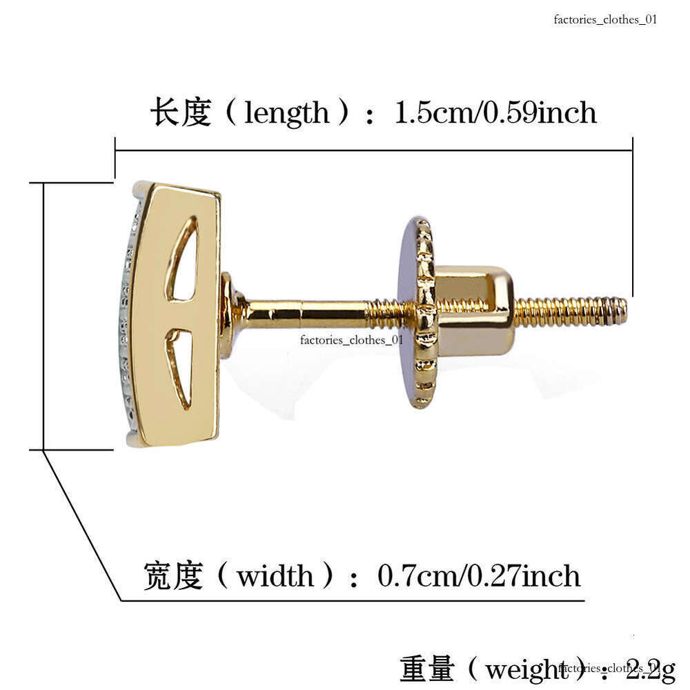 Hip Hop Threaded Hiphop Electroplated Two-tone Full Zircon Square Men's Stud Earrings