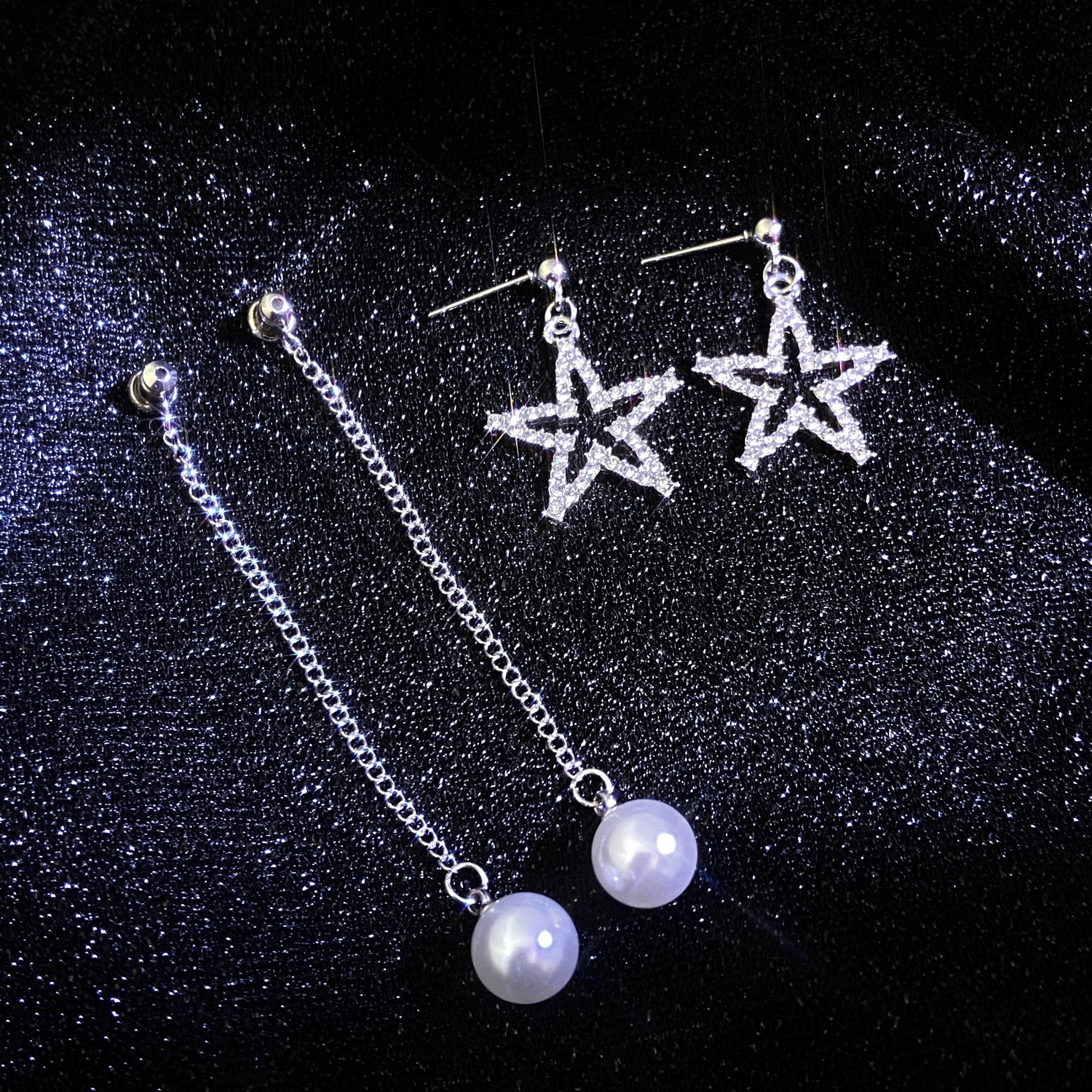Exquisite Fashion Full Long Tassel Heart-Shaped Star Stud Women's Earrings Light High-End Feel