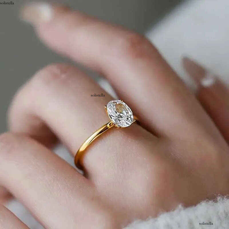 GRA 1-3CT Sterling Sier Engagement Oval Cut Solitaire Cubic Moissanite diaia Wedding Promise Rings for Women Fine Jewelry