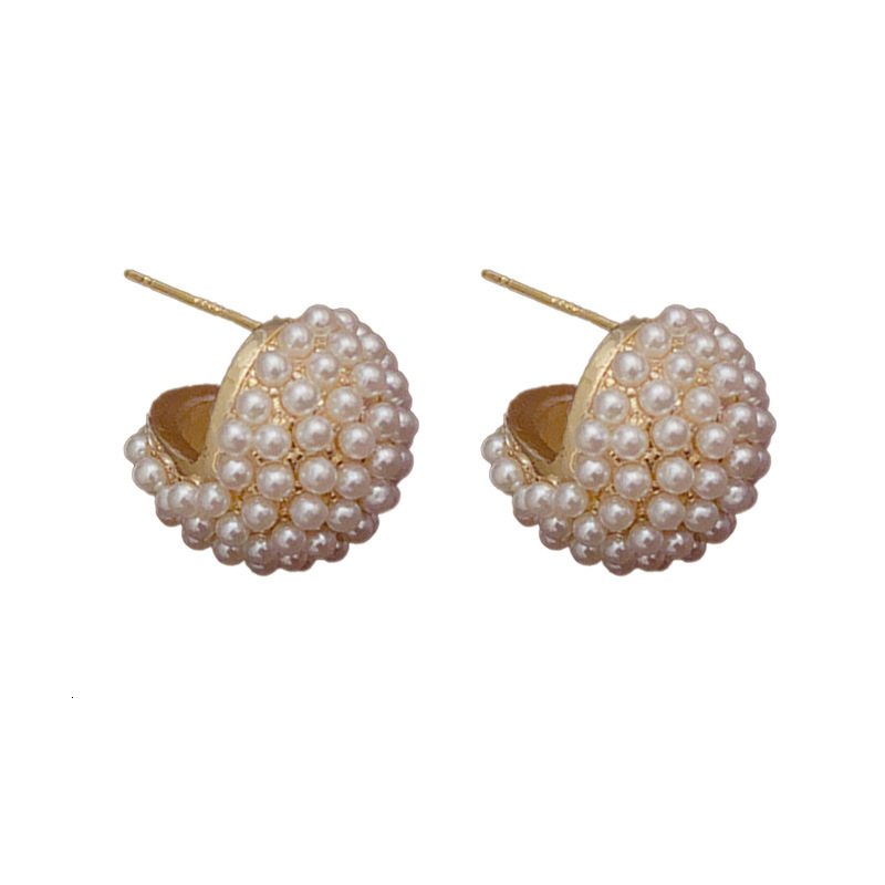 TikTok Same Style Sweet Fashion Cute Pearl Hoop Niche Design High-end Elegant Exquisite Earrings