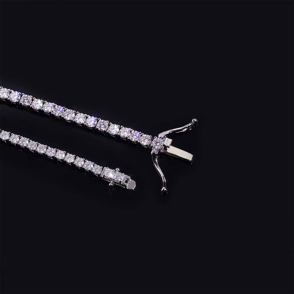 U02B Abiding Custom 925 Sterling Silver White Moissanite Diamond Tennis Bracelet S925 3mm 5mm Round Moissanite Tennis Bangle