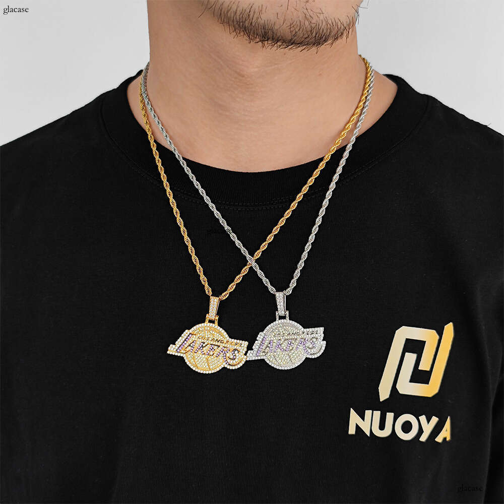 Jewelry Lakers Team Pendant Micro Paved Moissanite chain Personality Trendy Hip Hop Fan Men's Necklace