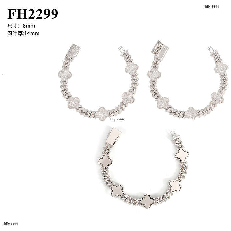 Hip-Hop 8-14mm Double Row Full Inlaid Moissanite Sier Trendy Brand Accessories Unisex Bracelet