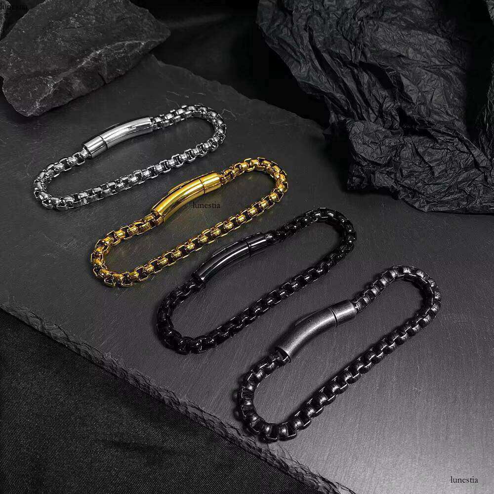 NUOYA Unisex 6mm Stainless Steel Bracelets Hip Hop Jewelry Fashion PVD Gold Plated Bracelet for Men's Gifts