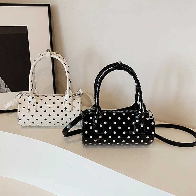 Crossbody Bag for Women Barrel Shape Mini Top Handle Purse PU Leather Polka Dot Cute Handbag with Adjustable Strap for Daily Use Z250809