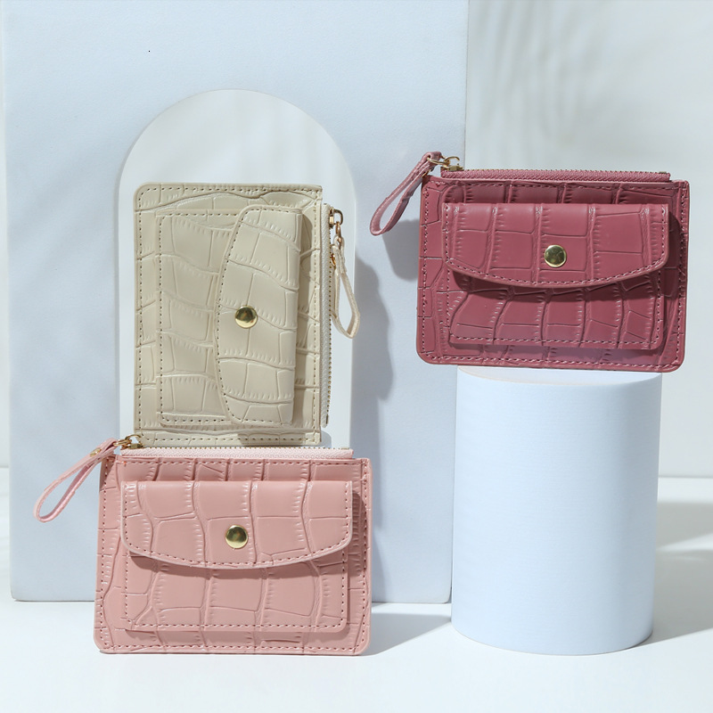 New Card Holder Coin Luxury Bag Purse Zipper Card Slot Wallet For Women Ins Candy Color Crocodile Pattern Fresh Wholesale Custom Logo