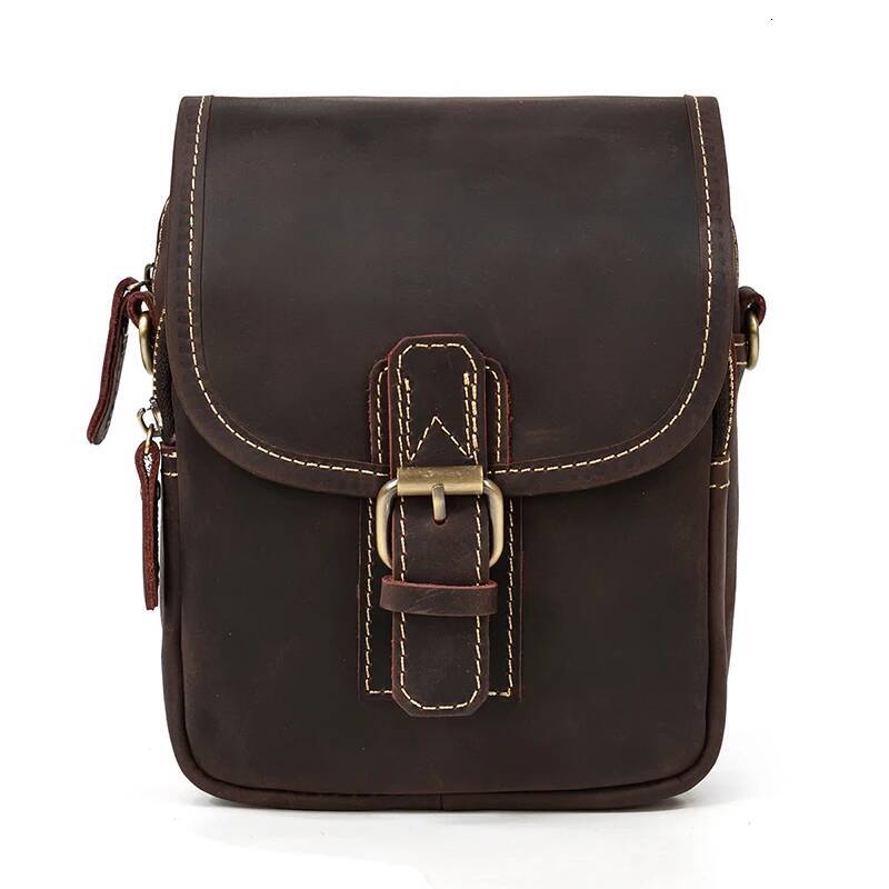 MAHEU Vintage Leather Small Shoulder Bags for men Crossbody Mini Sling Bag Belt Pouch For Men Male Waist Pack