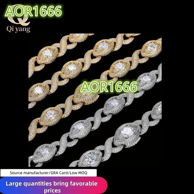European and American Jewelry 15mm Zircon Infinite Eye Figure-8 Cuban Necklace Best-selling Accessory Hip-hop Mens Necklace