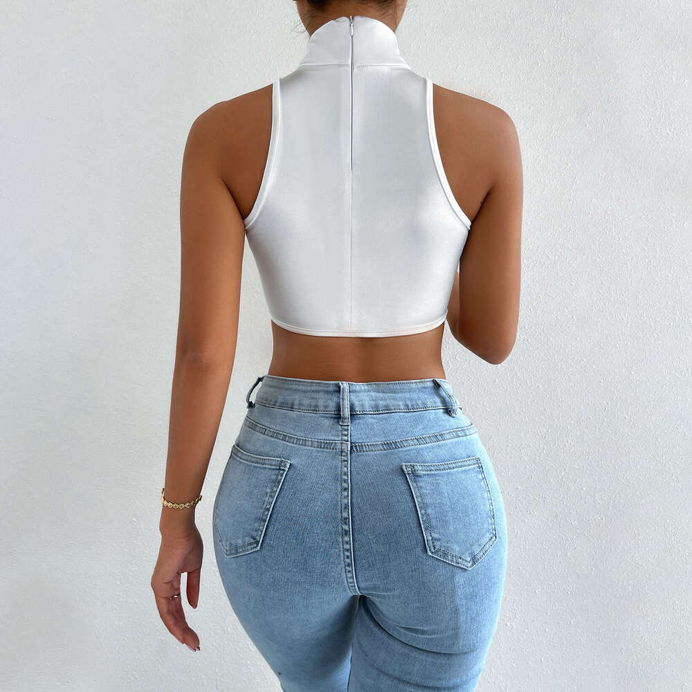 Women's Pullover Round Neck Sleeveless Crop Vest Summer Outerwear Inner Wear Design Top