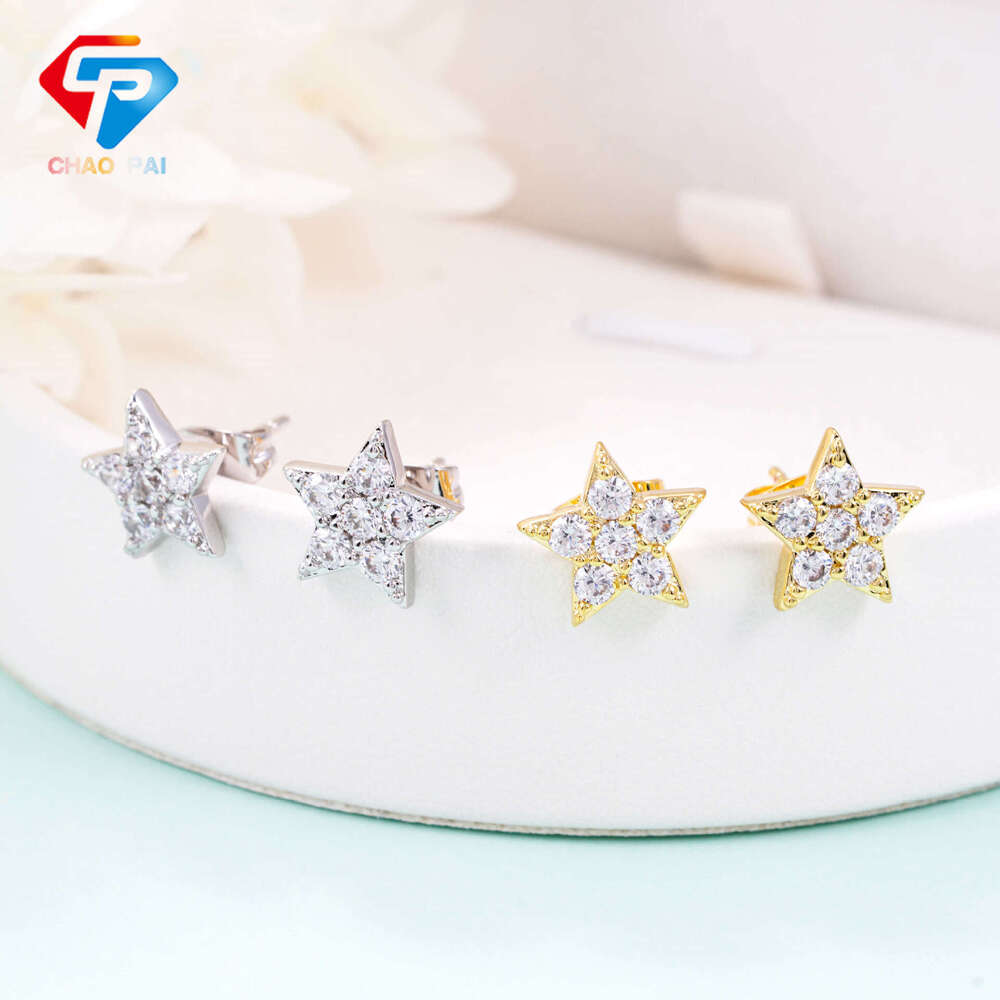 Jewelry Style Sier Moissanite Classic Star-Shaped Earrings Unisex Versatile