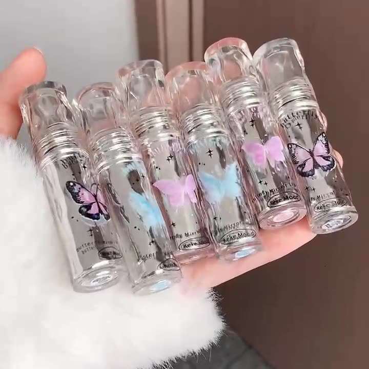 Kekemood Butterfly Moisturizing Glass Lip Balm Water Gloss Mirror Lipstick for Students Free shipping
