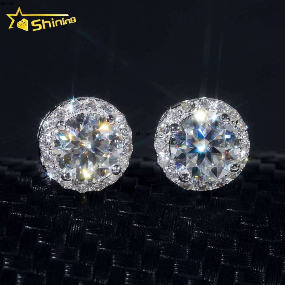 RTS Pass Dia Tester Classic Hip Hop Jewelry Sterling Sier Gold Plated 6.5mm Colored VVS Moissanite Stud Earrings