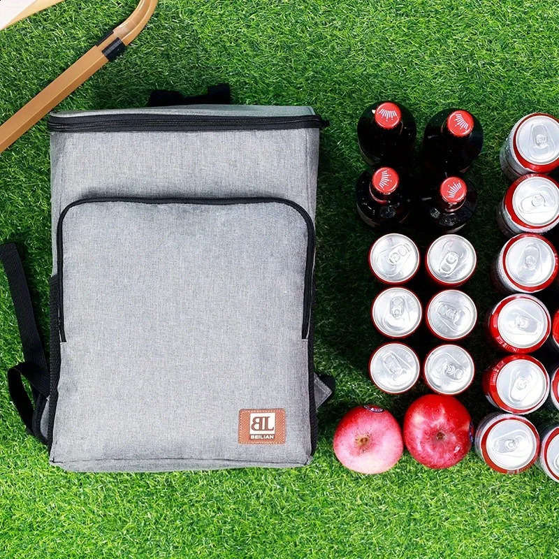 1pc Large Insulated Lunch Backpack Cooler Bag - Waterproof Oxford Fabric Rectangular Travel Beer Cooler With PEVA Lining 250804