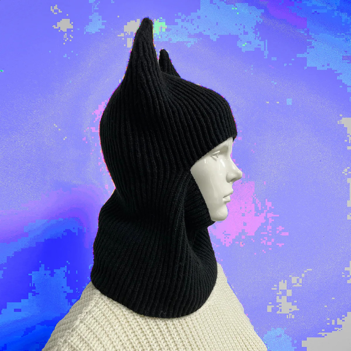 Devil Horn Balaclava Full Face Cover Ski Mask Hats For Women Men Halloween Party Hat Army Tactical Cs Windproof Knit Beanies Cap 250807