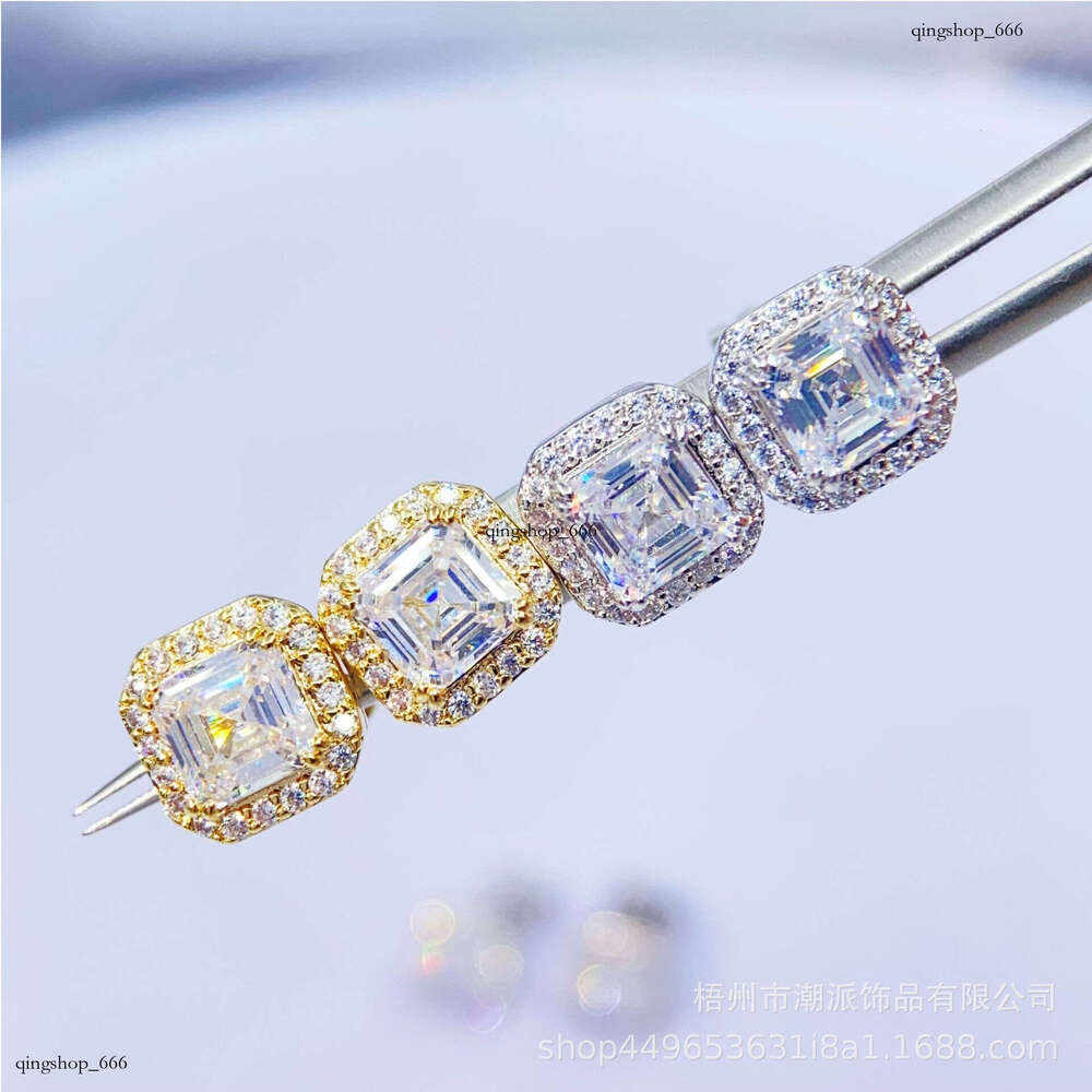 Hip-Hop Zirconia Stud Full Dia Electroplated Fashion Versatile New Style Exquisite Earrings