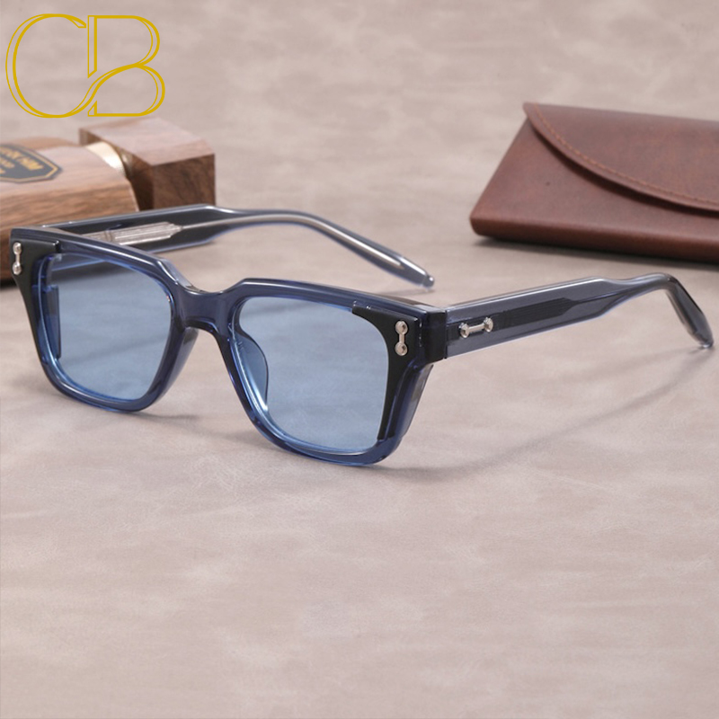 Square Sunglasses Men Steampunk Vintage Women Cyberpunk Thick Glasses Clear Punk Retro Goggles Gothic Y2K Futuristic Cool INS Niche High-end Sturdy Metal inlay 02 CB