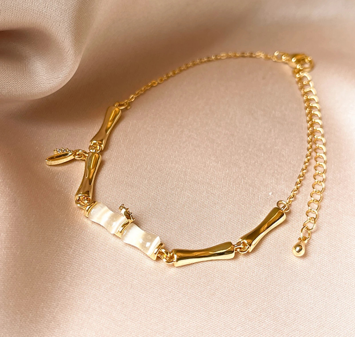 sell 27cm small niche high-end bamboo joint bracelet for girls sense trendy luxurious ankle bracelet temperament 250807
